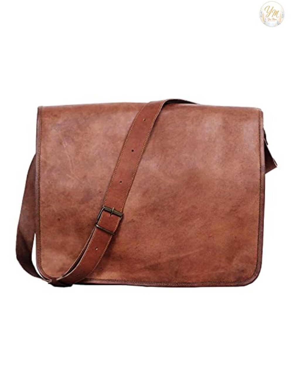 Full Grain Leather Men's Messenger Bag for Laptop up to 15.5" Vintage Unisex